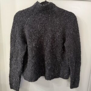 Poetry High Neck Alpaca Boucle Sweater Charcoal Grey Black Size US 6
